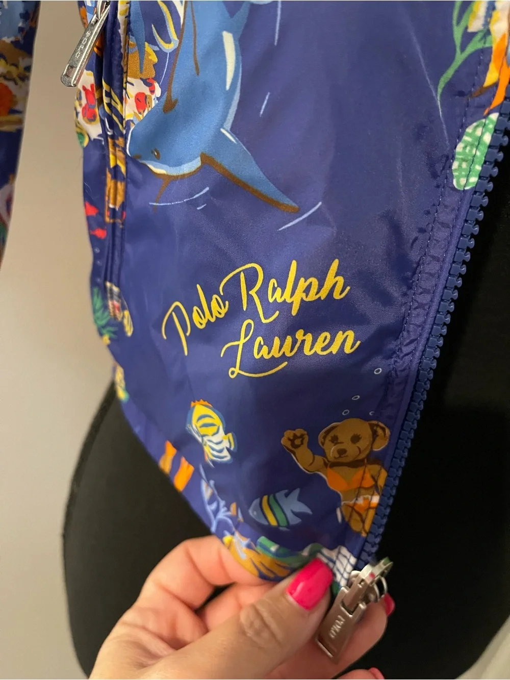 Ralph Lauren Navy Blue Kids' Tropical Sea Print jacket